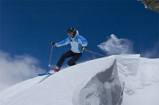 Skifahrer in der Ortler Skiarena